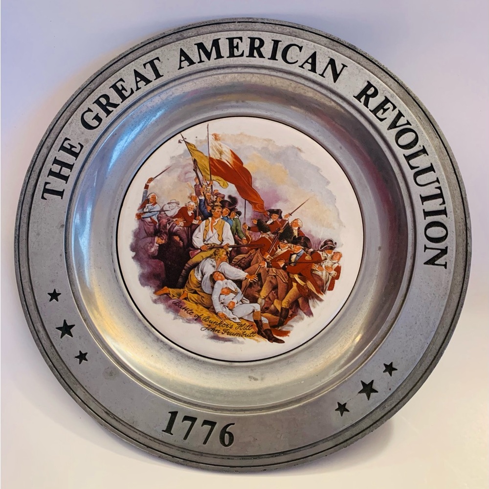 The American Revolution 1776 Battle of Bunker's Hill Pewter Plate 1975 (2157)